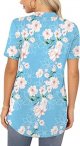 Women Casual Split V Neckline Loose Tunic Blouses Short Sleeve Tops