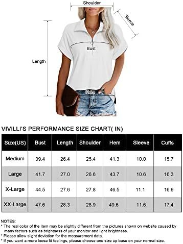 Women's Short Sleeve Tops and Blouses Zipper Collar V Neck Business Casual Tops Loose Fit Tunic Shirt Polo Shirts