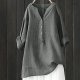 Loose Button Down Blouse Tops Stand Solid Sleeve Long Casual Women Linen Shirt Blouse Shirt and Long Skirt Set for