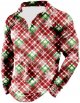 Men Christmas Printed Half Zip Stand Up Collar Long Sleeved T Shirt Long Sleeve Yoga Top