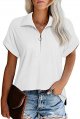 Women's Short Sleeve Tops and Blouses Zipper Collar V Neck Business Casual Tops Loose Fit Tunic Shirt Polo Shirts