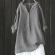 Loose Button Down Shirts for Women Fall Trendy Solid Tunic Tops Daily Casual Going Out 3/4 Sleeve V Neck Blouses