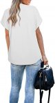 Women's Short Sleeve Tops and Blouses Zipper Collar V Neck Business Casual Tops Loose Fit Tunic Shirt Polo Shirts
