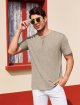 Men's Shirts Short Sleeve Casual Basic Tee Summer Button Soild T Shirts