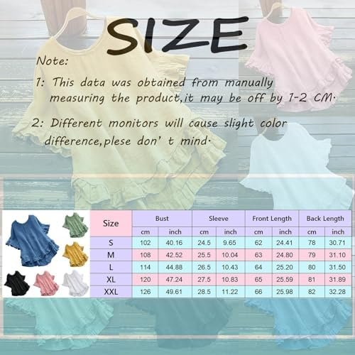 Women Spring Summer Clothing Solid Button Back Ruffled Trim Blouse Casual Short Sleeve Blouse Womens Linen Warm Work